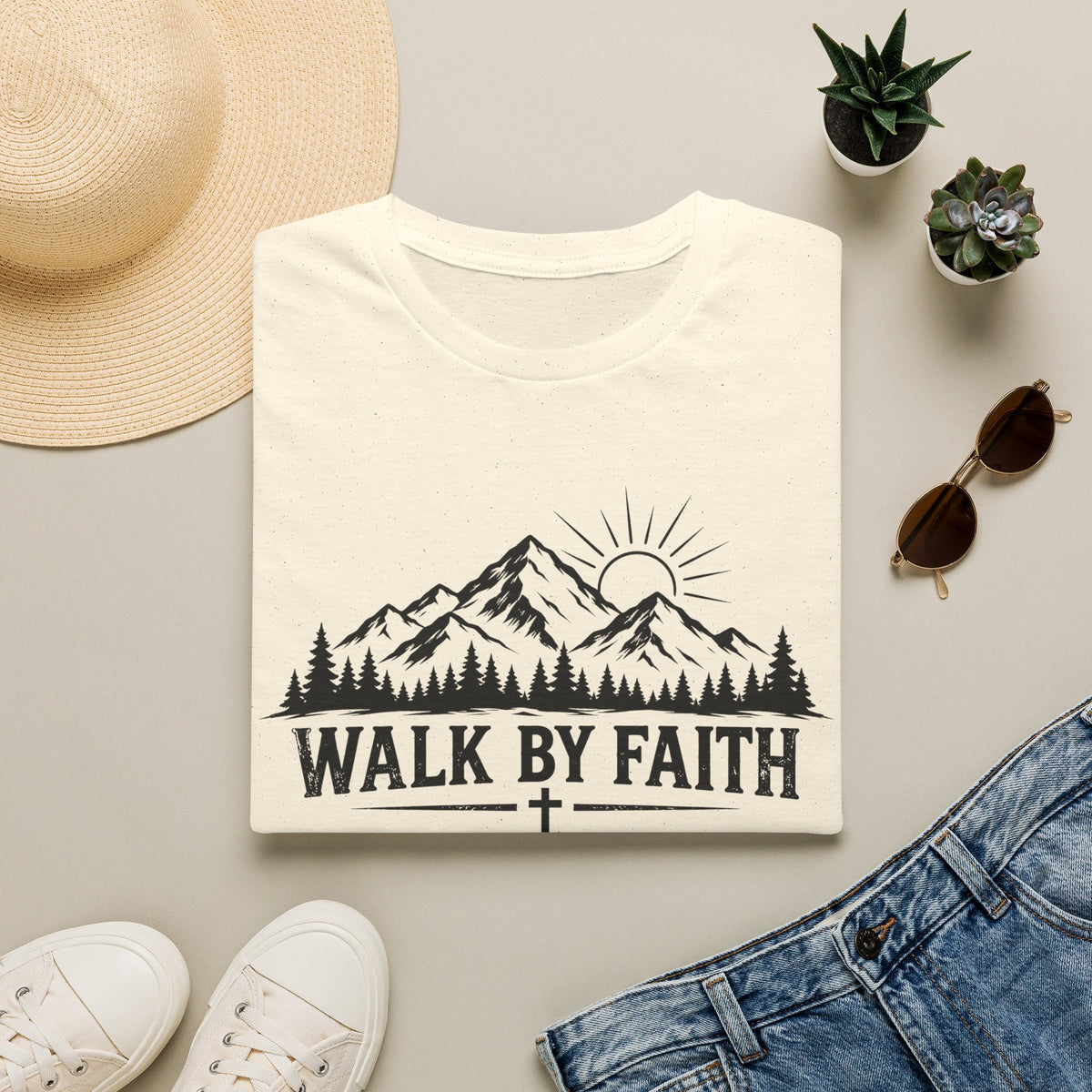 Walk By Faith Mountain T-Shirt — Christian Faith Outdoors Tee