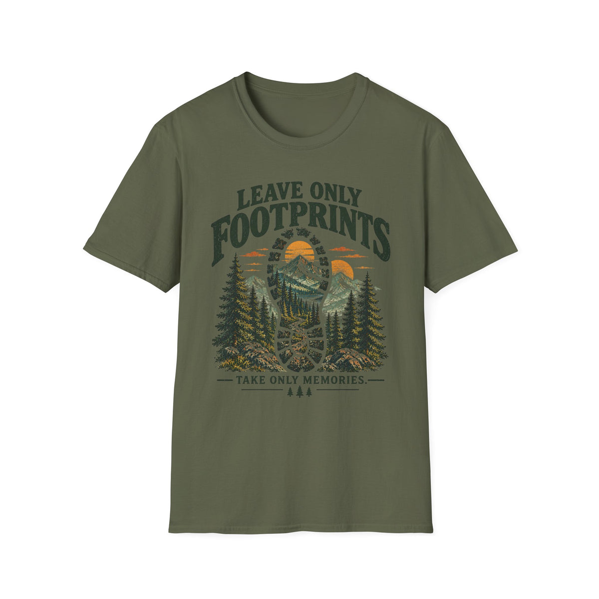 Camping Outdoor Adventure T-Shirt — "Leave Only Footprints"