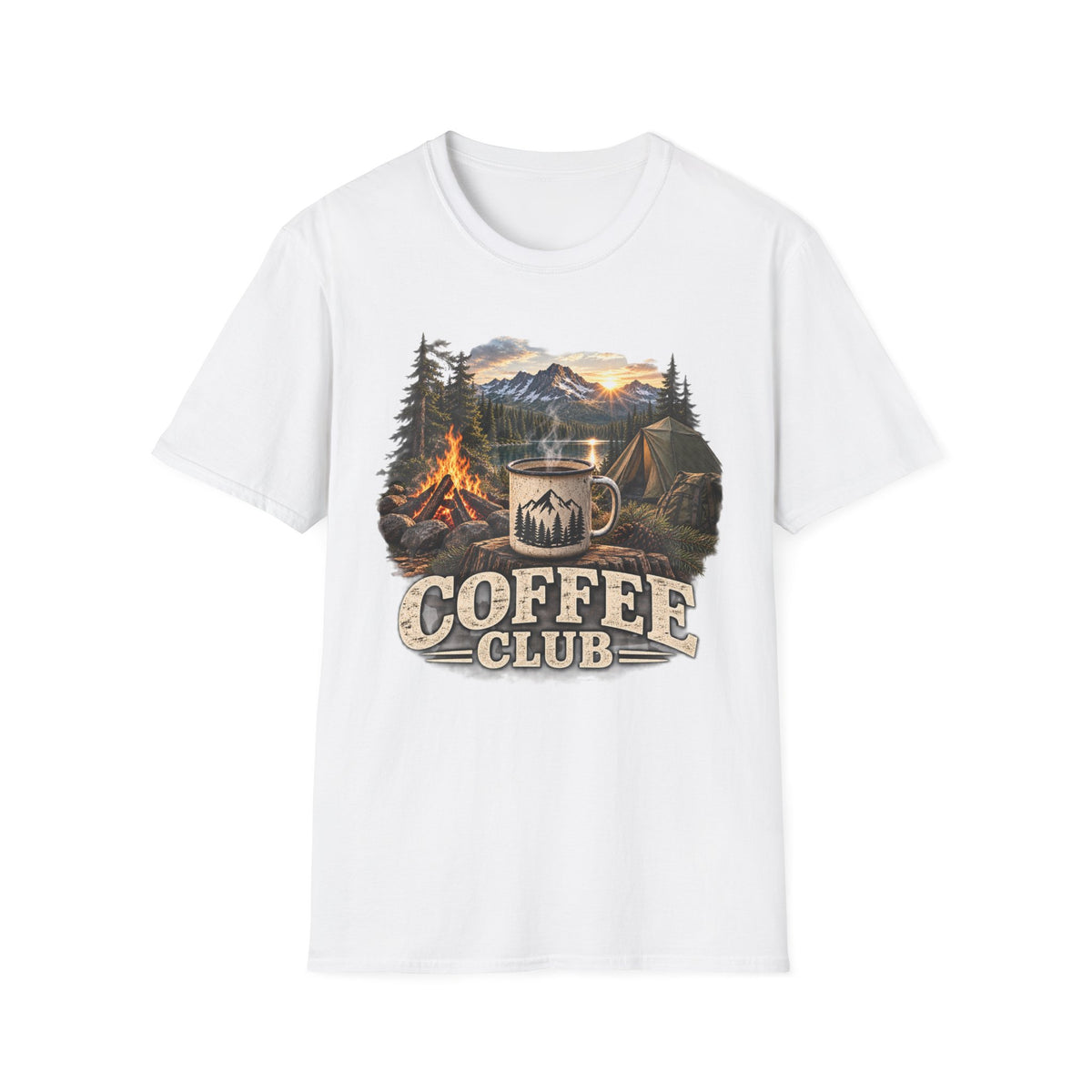 Coffee Club Camping T-Shirt — Vintage Outdoor Coffee & Campfire Tee