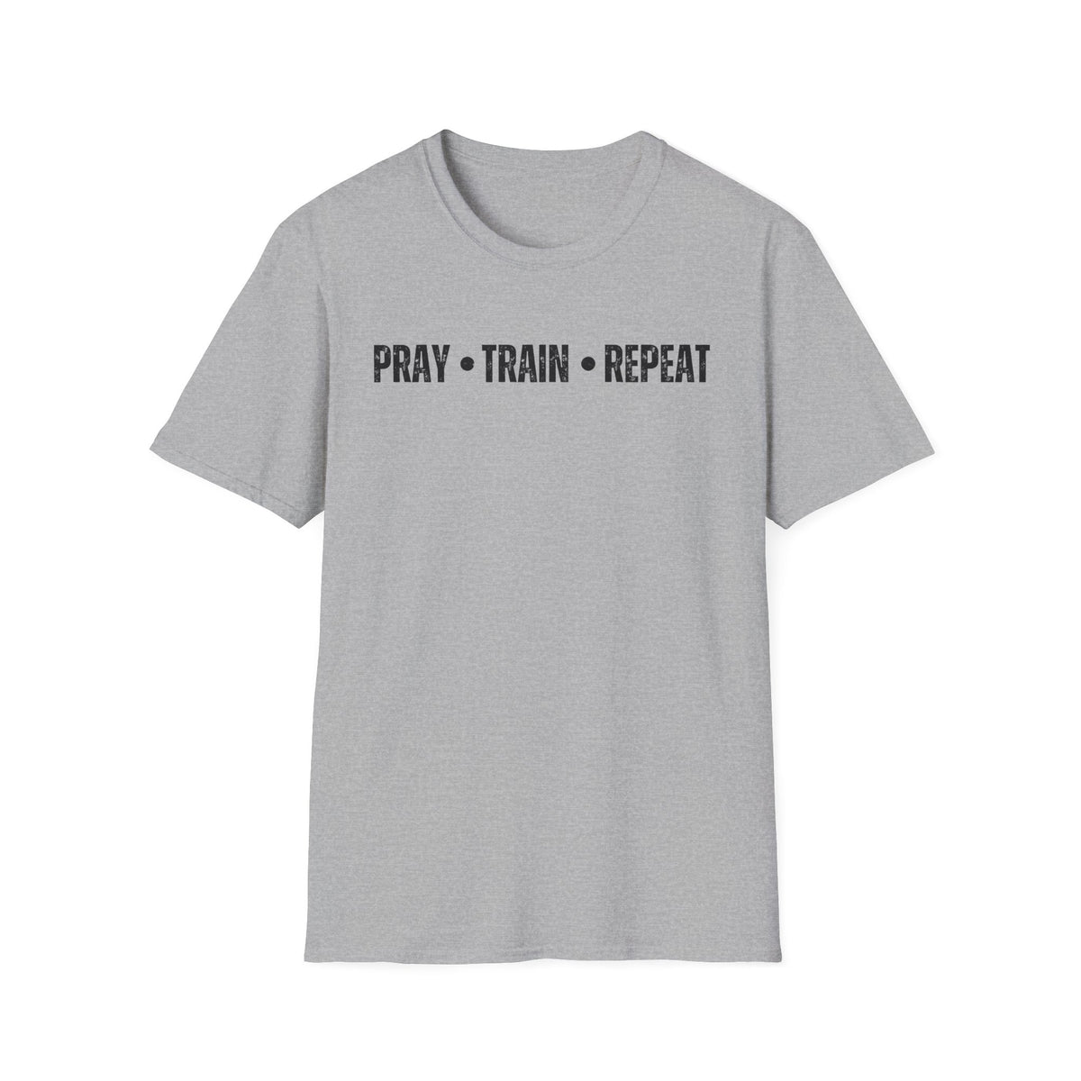 Pray • Train • Repeat T-Shirt — Faith & Fitness Motivational Tee