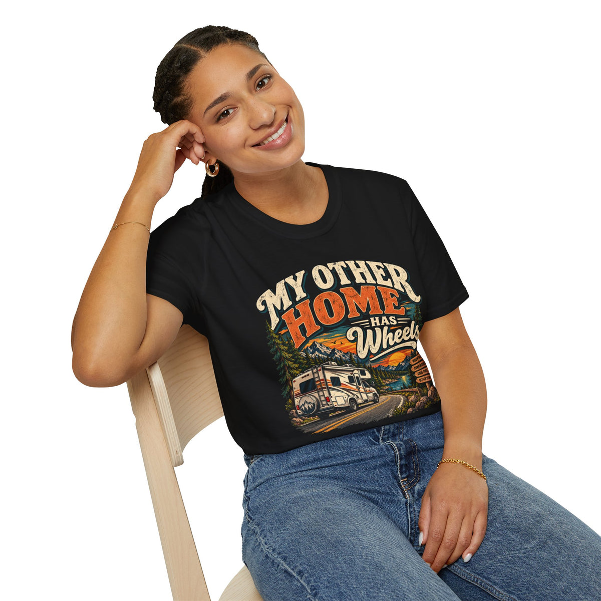 RV T-Shirt — “My Other Home Has Wheels” Vintage Camper Tee
