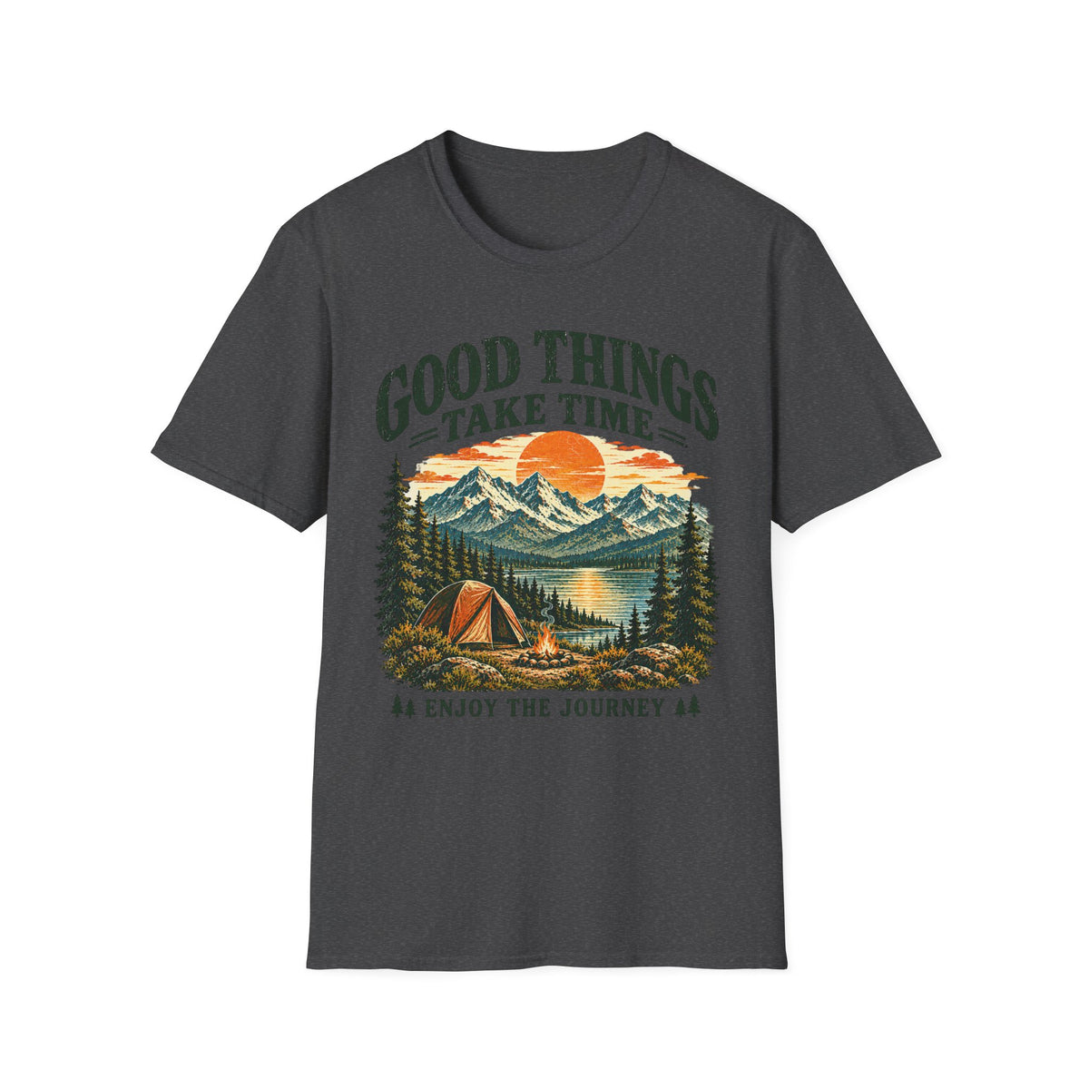 Camping Outdoor Adventure T-Shirt — "Good Things Take Time"
